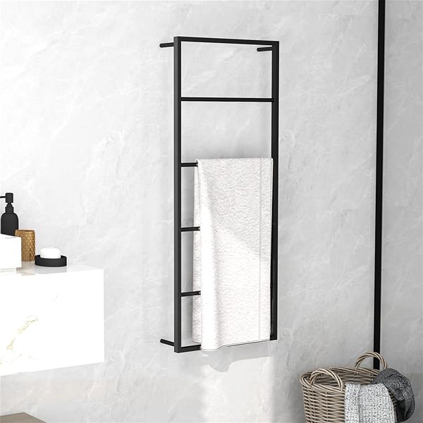 Věšák SHUMEE Věšák na ručníky černý 45 × 10 × 115 cm ocel ...
