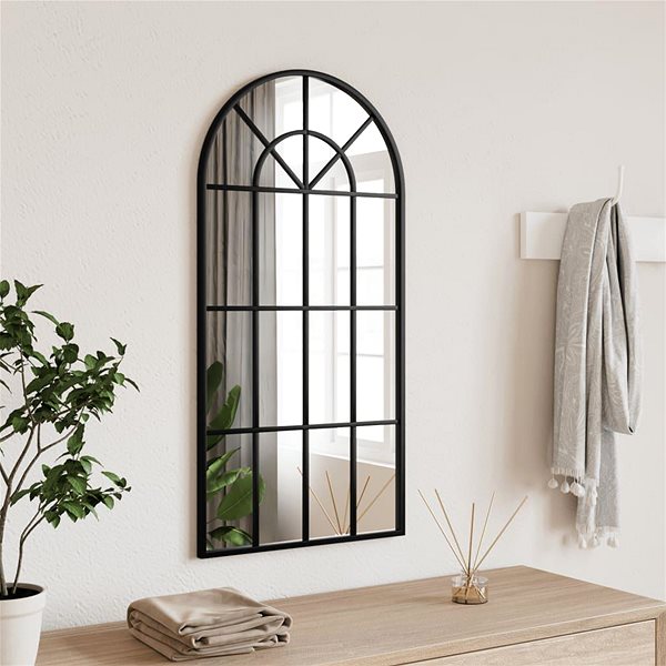 Zrcadlo Shumee Nástěnné černé 40 × 80 cm oblouk železo ...