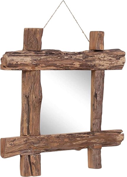 Zrkadlo Shumee Zrkadlo z polienok prírodné 50 × 50 cm masívne recyklované drevo ...
