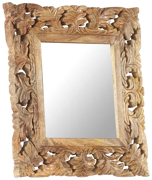 Zrkadlo Shumee Ručne vyrezávané hnedé 50 × 50 cm masívny mangovník ...