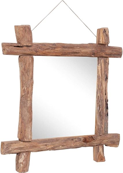 Zrkadlo Shumee Zrkadlo z polienok prírodné 70 × 70 cm masívne recyklované drevo ...