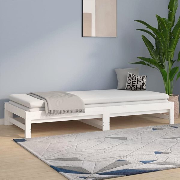 Posteľ Shumee Výsuvná posteľ – biela, 2× (80 × 200) cm, masívna borovica ...