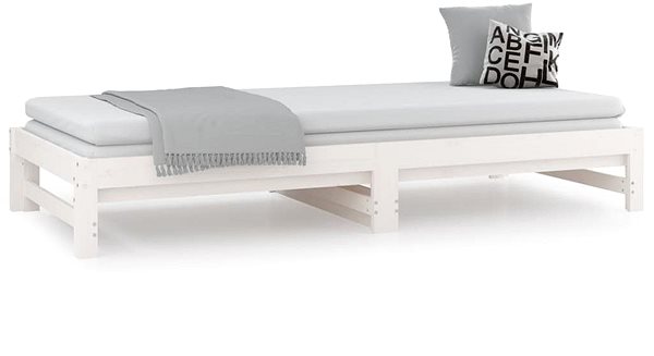 Posteľ Shumee Výsuvná posteľ – biela, 2× (80 × 200) cm, masívna borovica ...