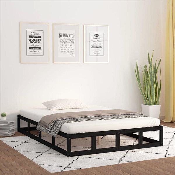 Rám postele Shumee Rám postele – čierny, 120 × 200 cm, masívne drevo ...