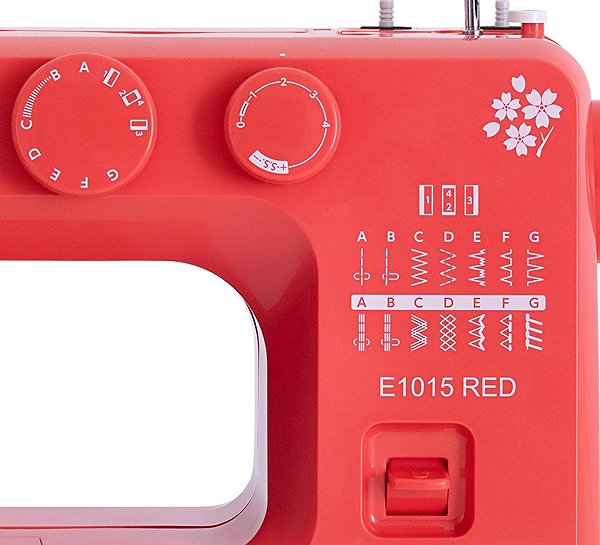 Janome Juno E1015 Red sewing machine.