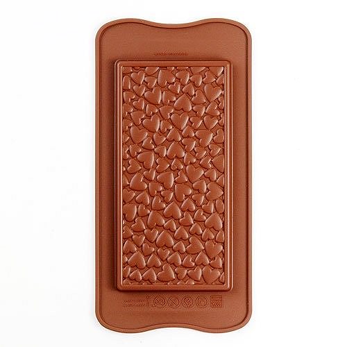 Baking Mould Silikomart Silicone Chocolate Mould Silikomart SCG38 Love Choco Bar | Hearts Screen