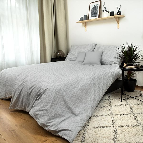 Ágynemű SCANquilt KLASIK ágyneműhuzat, töredékek, szürke-fehér, 140 × 220/70 × 90 cm ...