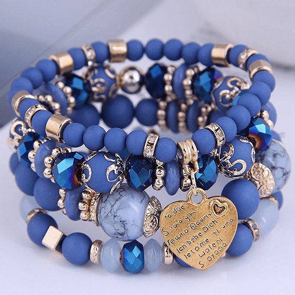Silver Star Belle Women's Bracelets Blue, Set of 4.
