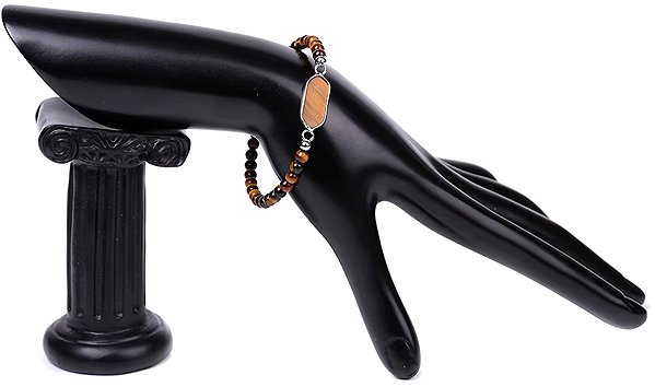 Silver Star Moonfire Women's Bracelet, brown, Tiger Eye, 23cm.