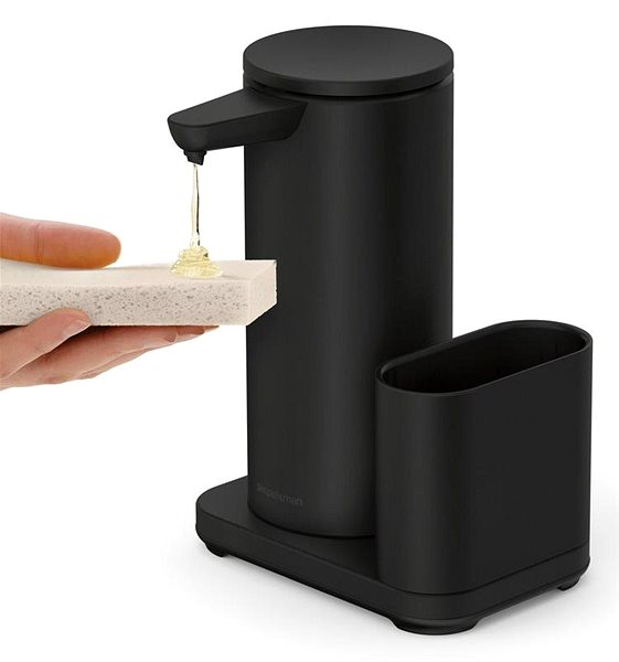 Dávkovač mydla Simplehuman bezdotykový dávkovač mydla  – 414 ml, + držiak na špongiu, matná čierna oceľ ...