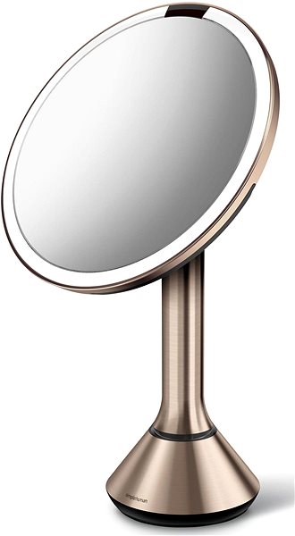 Makeup Mirror Simplehuman Sensor Touch, DUAL LED Lighting, 5x, Rechargeable, Rose Gold Lateral view