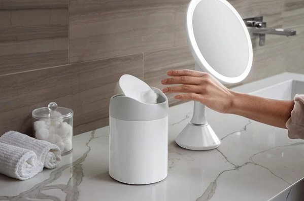 Rubbish Bin Simplehuman Mini waste basket 1,5 l, white steel, CW2079 ...