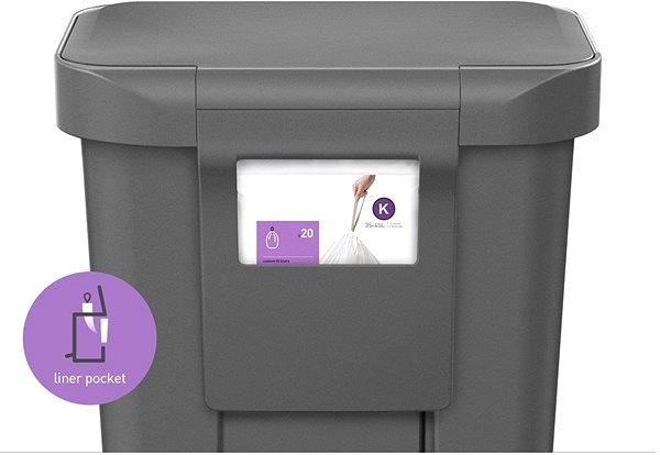 Rubbish Bin Simplehuman 45 l, Pedal, Rectangular, Gray Plastic / Stainless Steel Features/technology