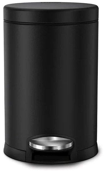 Rubbish Bin Simplehuman pedal bin - 4,5 l, round, matt black steel ...