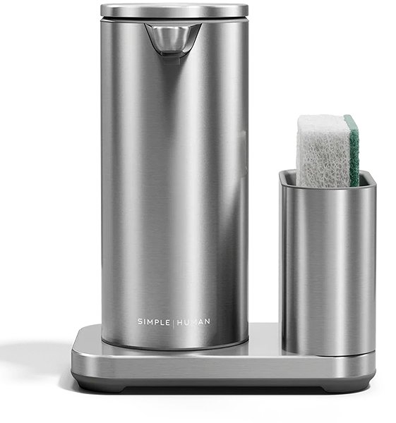 Seifenspender Simplehuman berührungsloser, wiederaufladbarer Spender 266 ml + Schwammhalter, gebürsteter Edelstahl ...