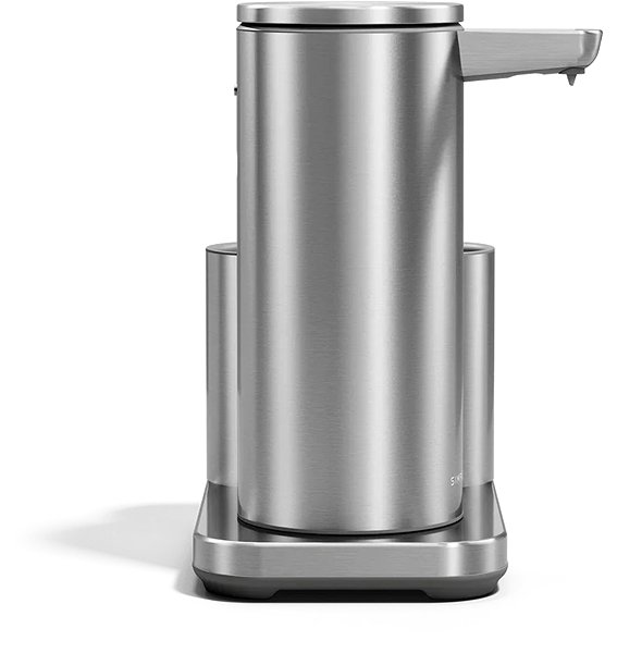 Seifenspender Simplehuman berührungsloser, wiederaufladbarer Spender 266 ml + Schwammhalter, gebürsteter Edelstahl ...