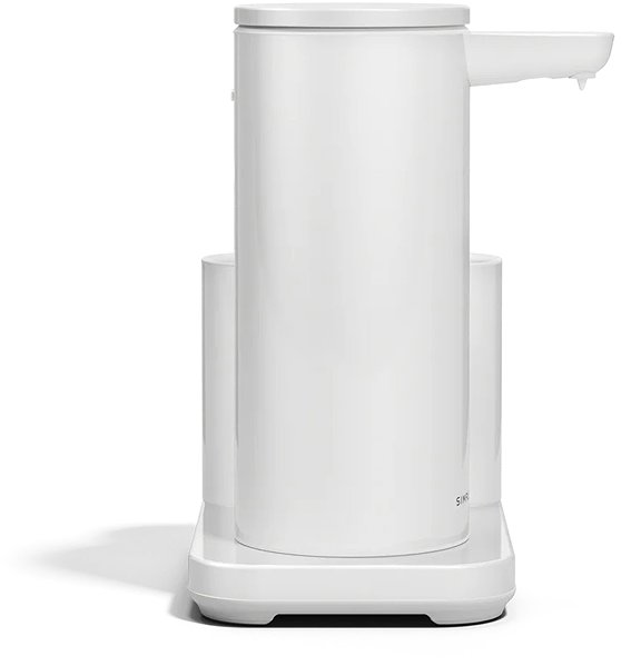 Seifenspender Simplehuman berührungsloser, wiederaufladbarer Spender 266 ml + Schwammhalter, weißer Stahl ...