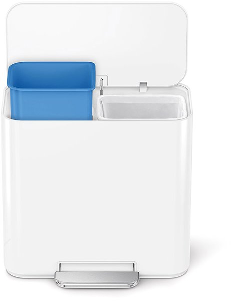 Rubbish Bin Simplehuman Dual Mini pedal waste bin 15 L, white steel ...
