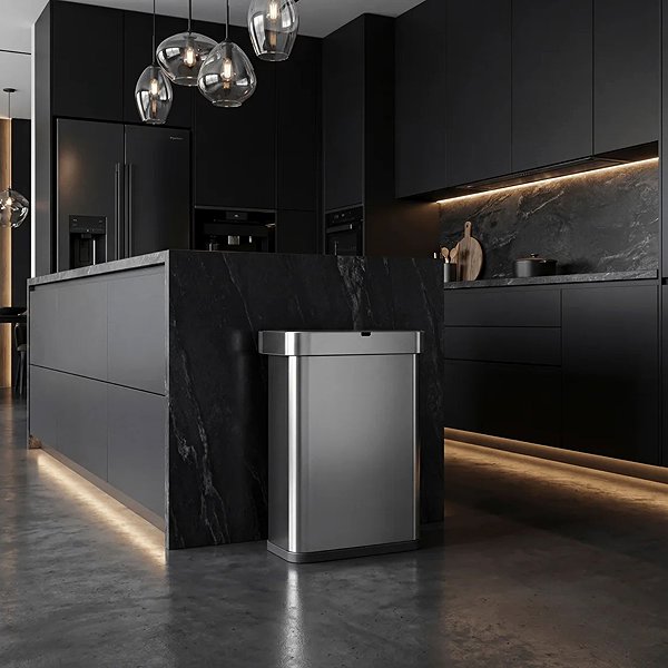 Mülleimer mit Sensor Simplehuman Sensor berührungsloser Mülleimer mit Sprachsteuerung 58 l, Edelstahl ...