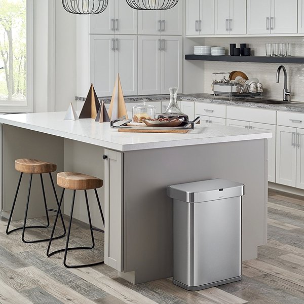 Mülleimer mit Sensor Simplehuman Sensor berührungsloser Mülleimer mit Sprachsteuerung 58 l, Edelstahl ...