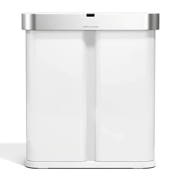 Mülleimer mit Sensor Simplehuman Dual Sensor berührungsloser Mülleimer (34/24) mit Sprachsteuerung 58 l, weiß ...