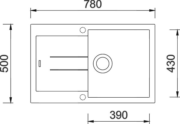 Granitový drez Sinks AMANDA 780 Granblack Technický nákres
