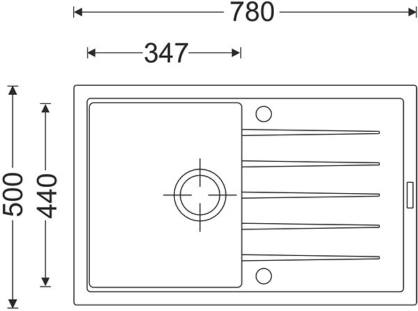Granitový drez Sinks BEST 780 Metalblack Technický nákres