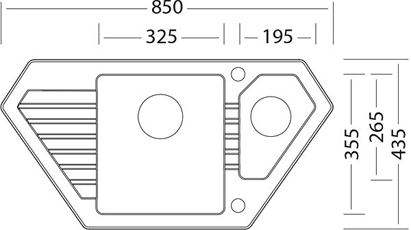 Granitový drez Sinks BRAVO 850.1 Granblack Technický nákres