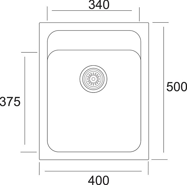 Granitový drez Sinks CLASSIC 400 Metalblack Technický nákres