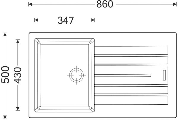 Granitový drez Sinks PERFECTO 860 Metalblack Technický nákres