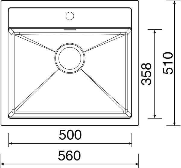 Granitový drez Sinks SOLO 560 Granblack Technický nákres