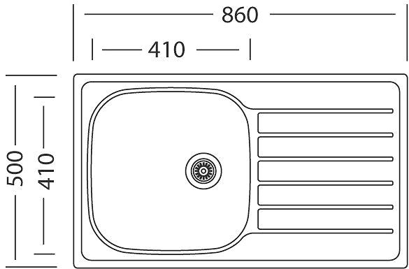 Nerezový drez SINKS HYPNOS 860 V 0,8 mm leštený Technický nákres