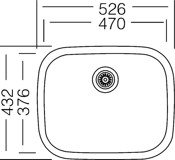 Rozsdamentes mosogató Sinks NEPTUNE 526 M 0,6 mm matt Műszaki vázlat