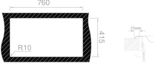 Nerezový drez SINKS OKIO 780 DUO M 0,5 mm matný Technický nákres