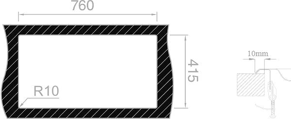 Nerezový drez Sinks OKIO 780 V 0,5 mm leštený Technický nákres