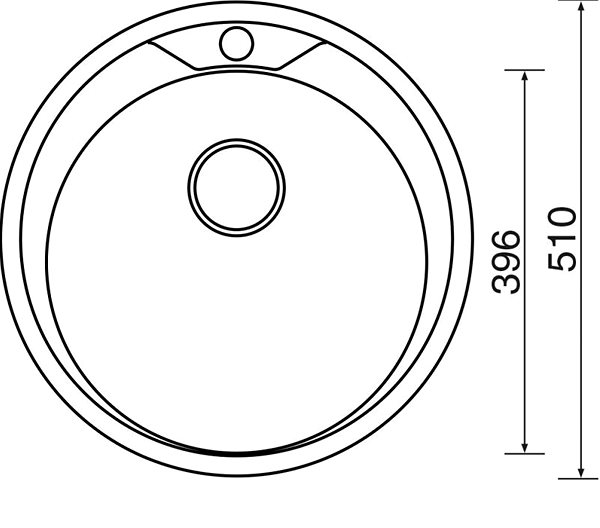 Nerezový drez SINKS ROUND 510 M 0,6 mm matný Technický nákres