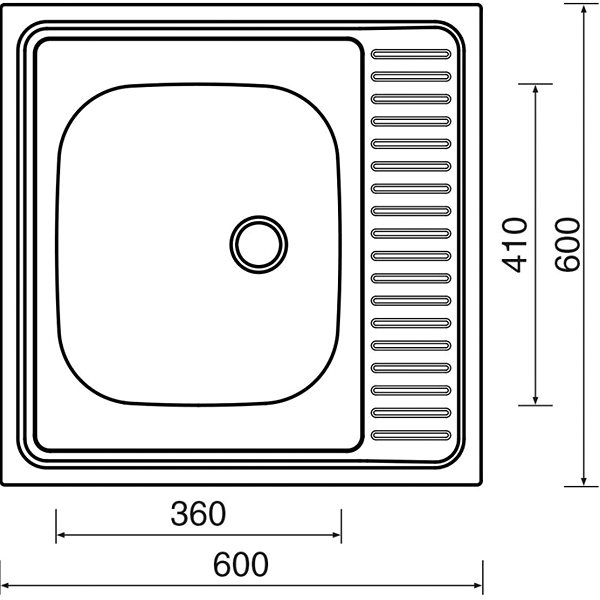 Nerezový drez SINKS CLP-D 600 M 0,5 mm matný Technický nákres