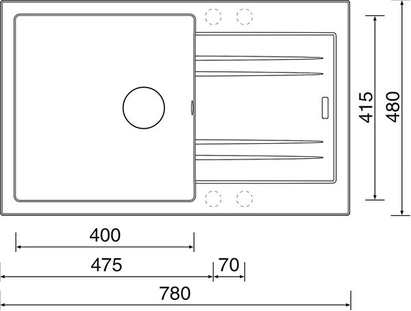 Granite Sink SINKS LINEA 780 N Truffle Technical draft