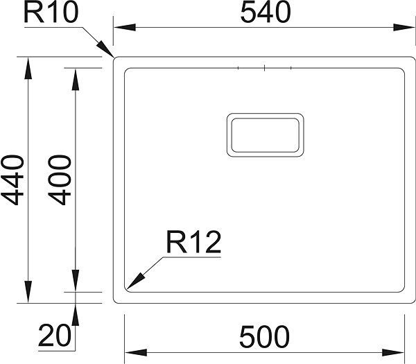 Nerezový drez SINKS BOX 540 RO 1,0 mm Technický nákres