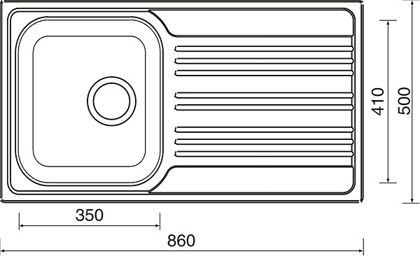 Nerezový drez Sinks Star 860 V, 0,6 mm, matný ...