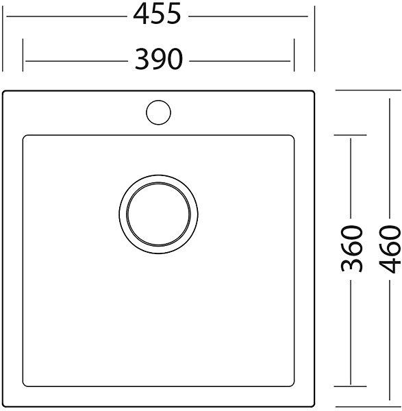 Kitchen Sink and Tap Set SINKS VIVA 455, Metalblack + PRONTO Technical draft