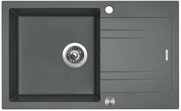 Kitchen Sink and Tap Set Sinks Linea 780 XC Titanium + Vitalia, black, matt ...