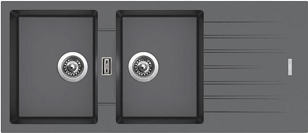 Kitchen Sink and Tap Set Sinks Perfecto 1160 Duo Titanium + Vitalia GR ...