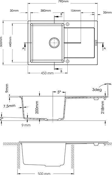 Kitchen Sink and Tap Set Sinks Ultima 790 Metalblack + Mix 3 P GR ...