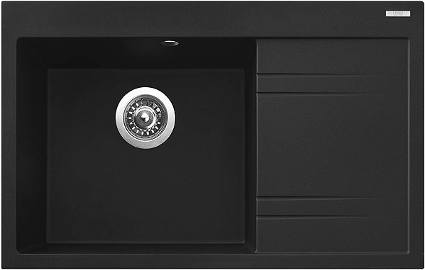 Kitchen Sink and Tap Set Sinks Rim 780 L Metalblack + Elasta stainless steel/black ...