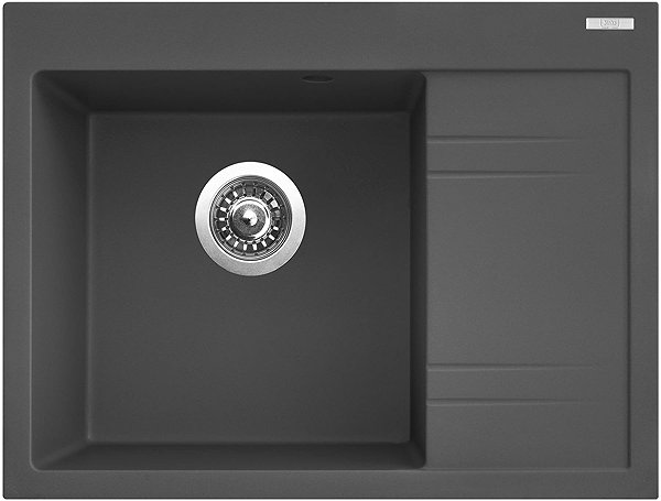 Kitchen Sink and Tap Set Sinks Rim 650 L Titanium + Elasta stainless steel/black ...