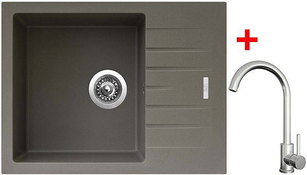 Kitchen Sink and Tap Set Sinks Perfecto 650 Truffle + Arco all stainless steel ...