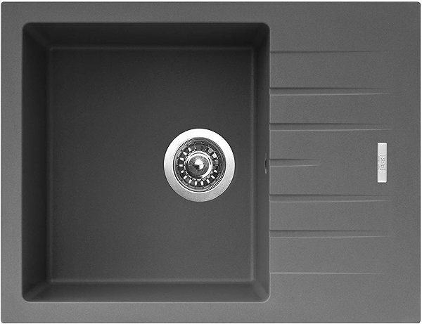 Kitchen Sink and Tap Set Sinks Perfecto 650 Titanium + Elasta stainless steel/black ...