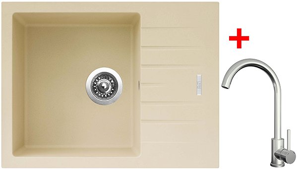 Kitchen Sink and Tap Set Sinks Perfecto 650 Sahara + Arco all stainless steel ...