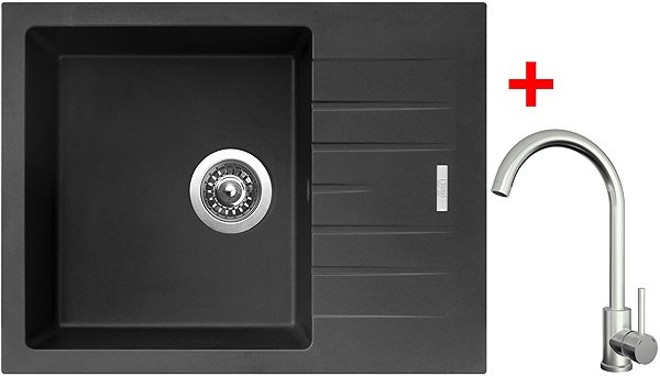 Kitchen Sink and Tap Set Sinks Perfecto 650 Pureblack + Arco all stainless steel ...